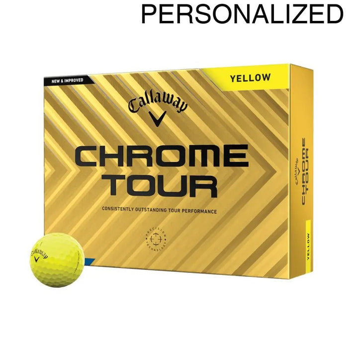 Callaway Chrome Tour Yellow Personalized Golf Balls - Callaway