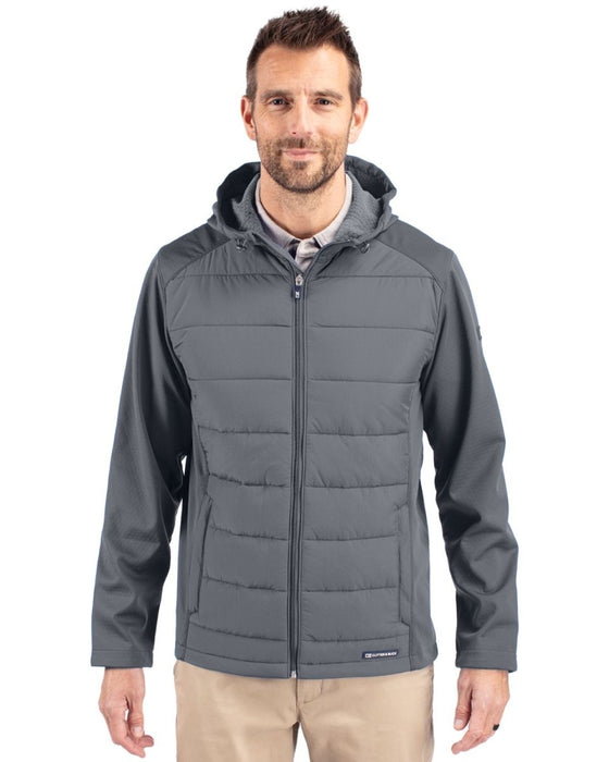 Cutter & Buck Men's Evoke Hybrid Eco Softshell Recycled Full Zip Hooded Jacket - Cutter & Buck