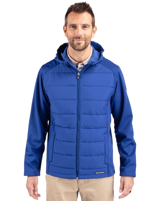 Cutter & Buck Men's Evoke Hybrid Eco Softshell Recycled Full Zip Hooded Jacket - Cutter & Buck