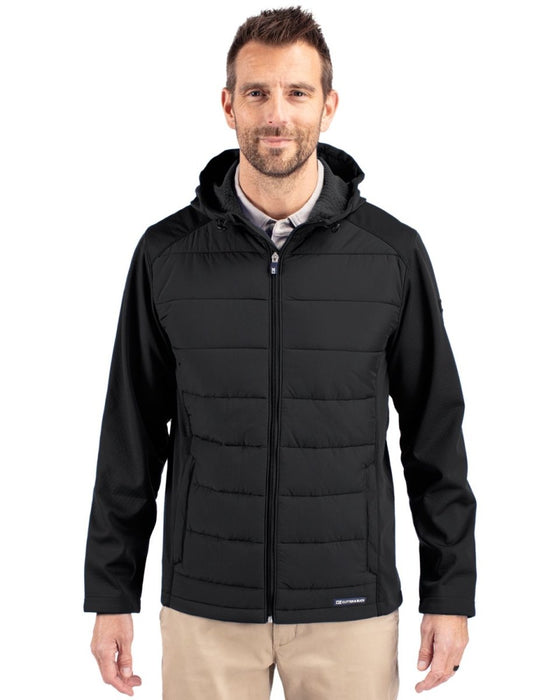 Cutter & Buck Men's Evoke Hybrid Eco Softshell Recycled Full Zip Hooded Jacket - Cutter & Buck