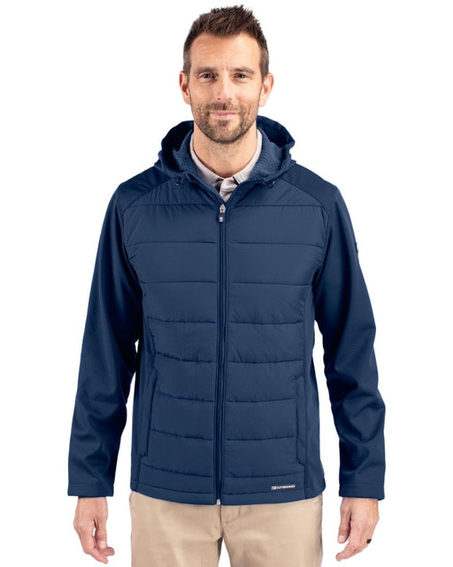 Cutter & Buck Men's Evoke Hybrid Eco Softshell Recycled Full Zip Hooded Jacket - Cutter & Buck