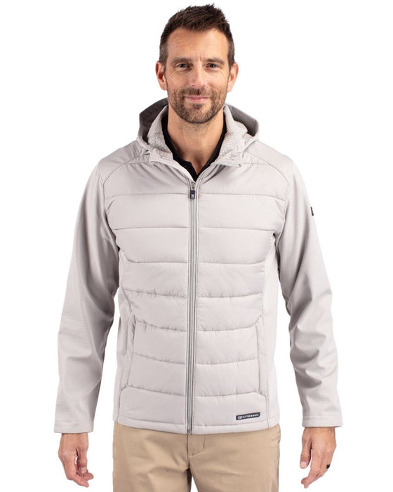 Cutter & Buck Men's Evoke Hybrid Eco Softshell Recycled Full Zip Hooded Jacket - Cutter & Buck