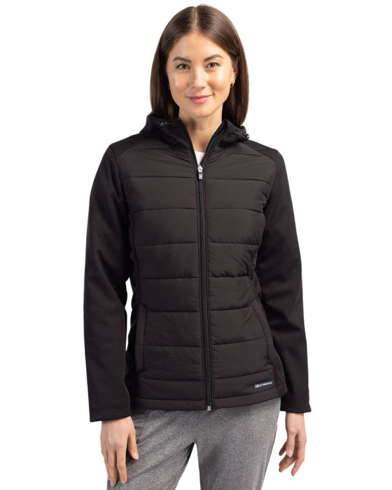 Cutter & Buck Evoke Hybrid Eco Softshell Recycled Full Zip Womens Hooded Jacket - Cutter & Buck