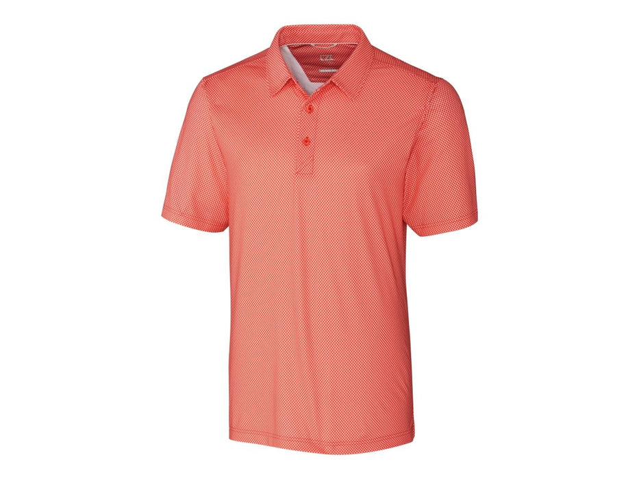 Cutter & Buck Mens Pike Mini Pennant Print Stretch Polo - Cutter & Buck