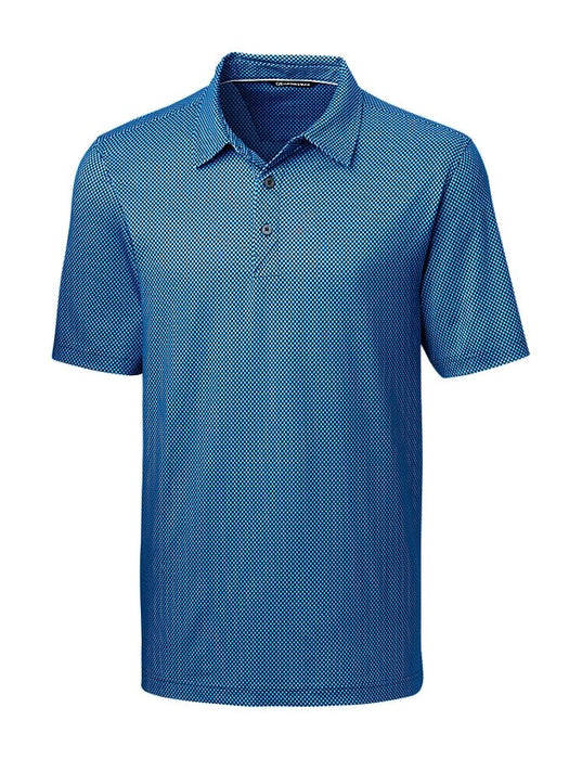 Cutter & Buck Mens Pike Mini Pennant Print Stretch Polo - Cutter & Buck