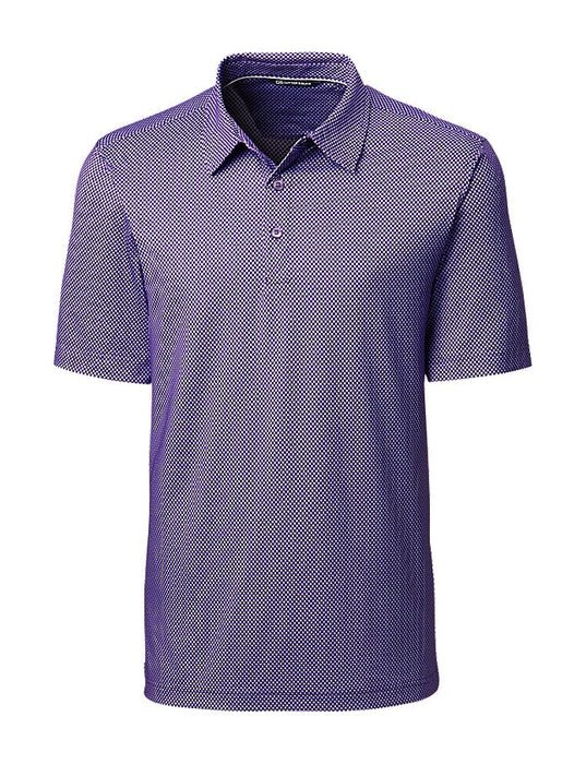 Cutter & Buck Mens Pike Mini Pennant Print Stretch Polo - Cutter & Buck