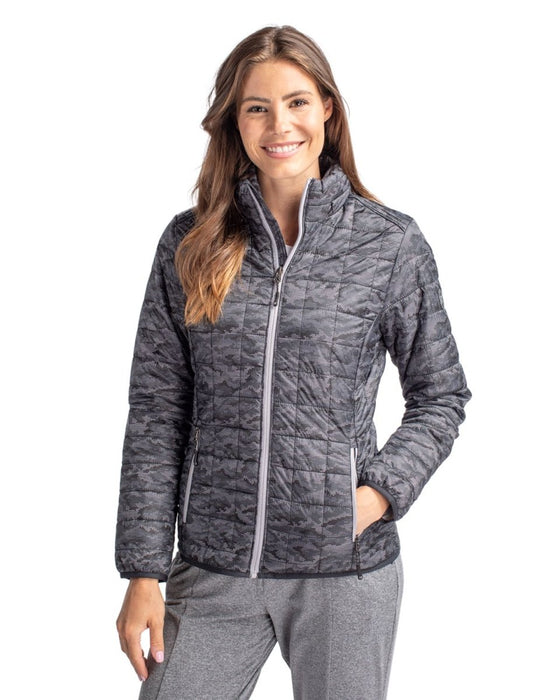 Cutter Buck Rainier PrimaLoft Womens Eco Insulated Full Zip Printed Puffer Jacket Coastal Golf Canada