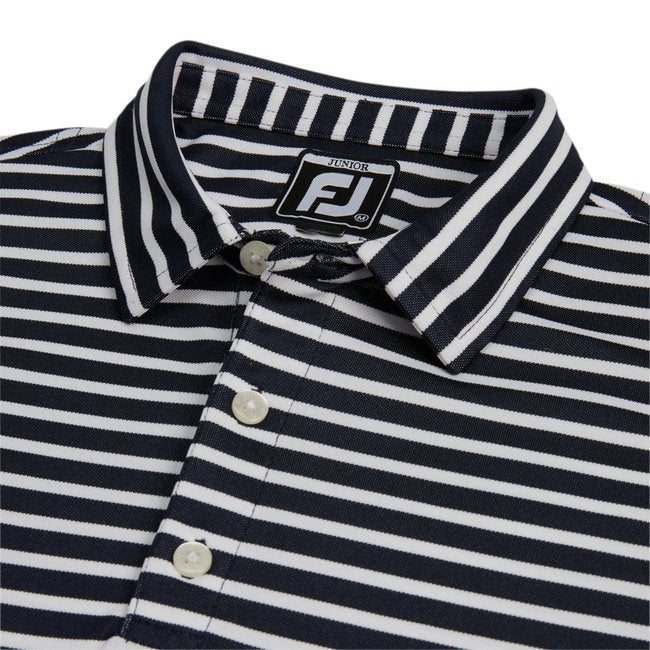 FootJoy Boys Striped Pique Self Collar Navy/White - FootJoy