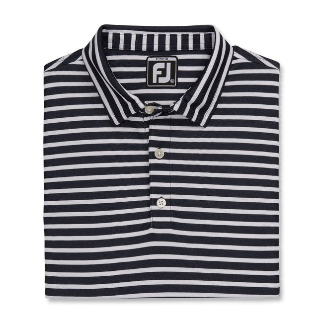 FootJoy Boys Striped Pique Self Collar Navy/White - FootJoy