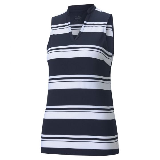 Women's Cloudspun Valley Stripe Sleeveless Golf Polo - Puma